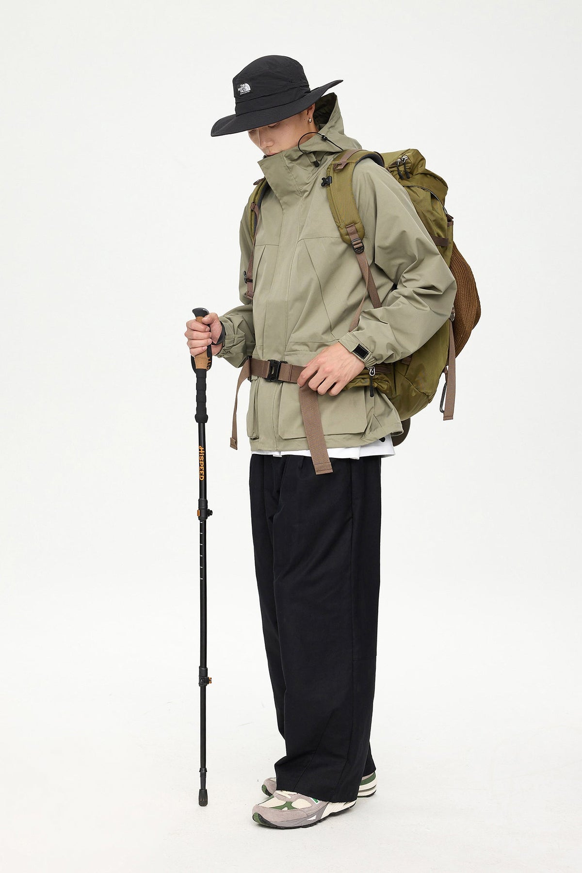 Patched Pockets Waterproof Jacket in Lightolive
