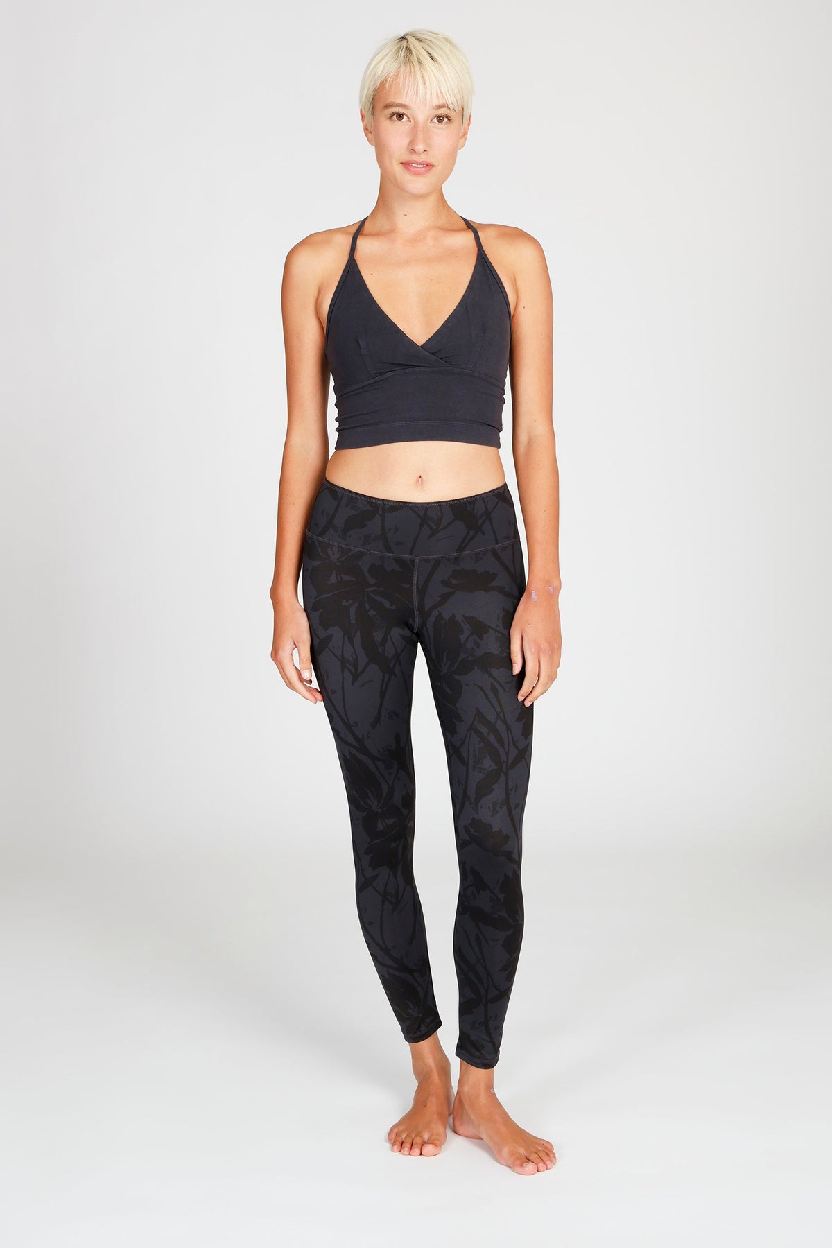 Yoga Leggings Ganga 7/8 - Anthracite Flower