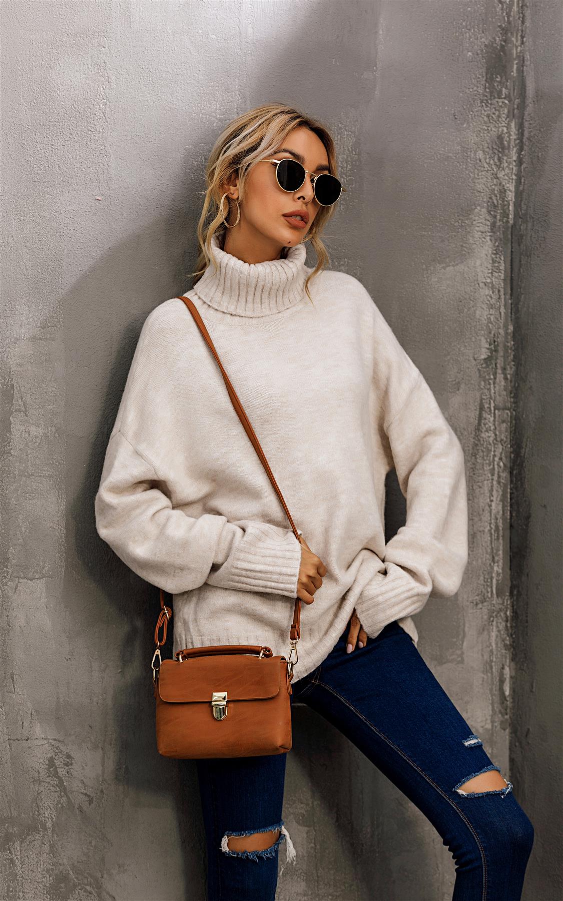 High-Neck Jumper — Cream