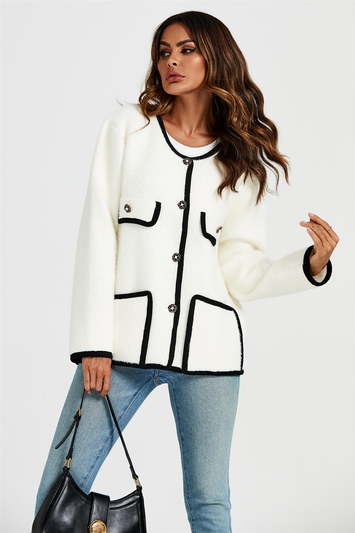 Relaxed Boucle Jacket In Cream White
