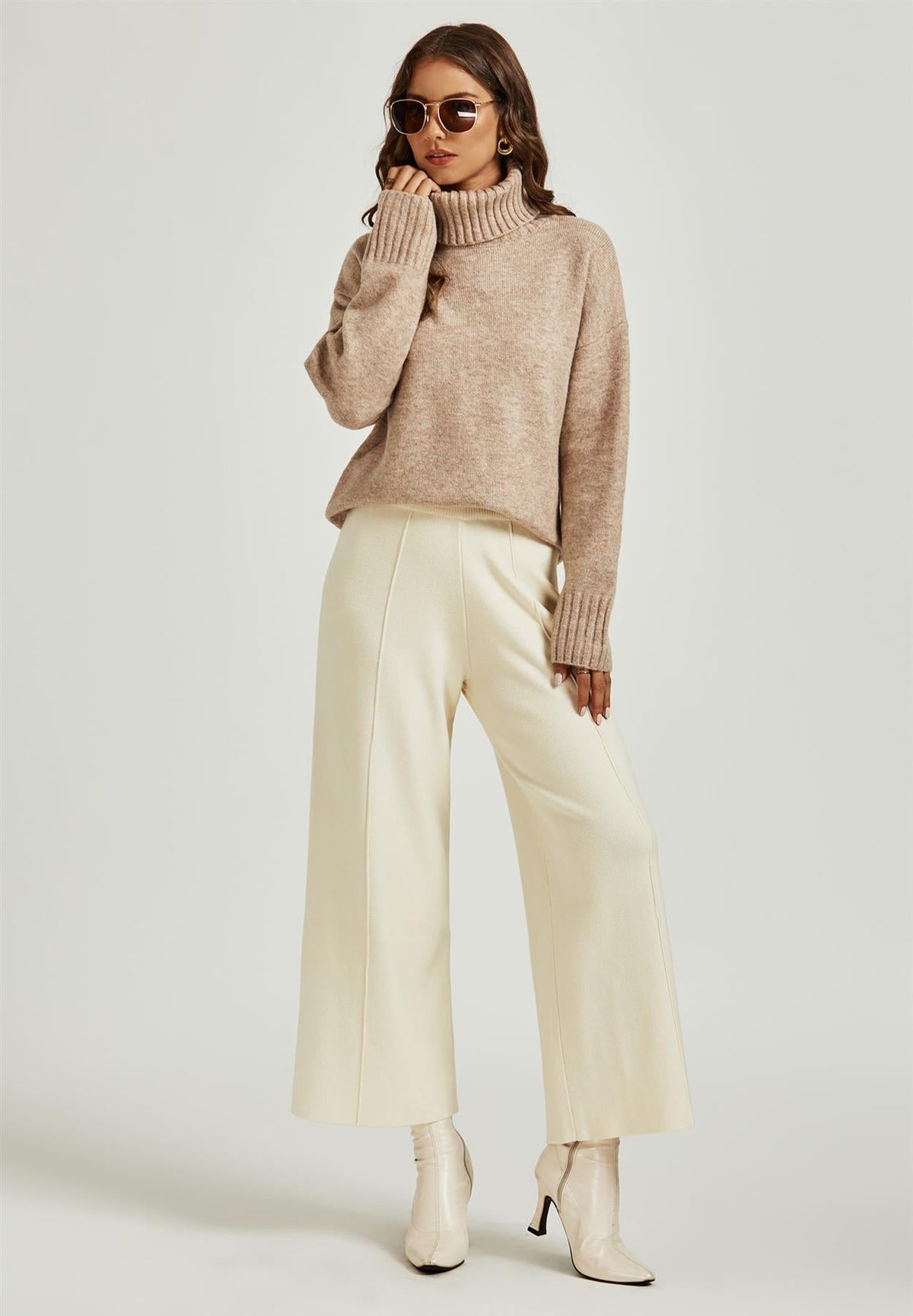 High-Neck Jumper — Camel