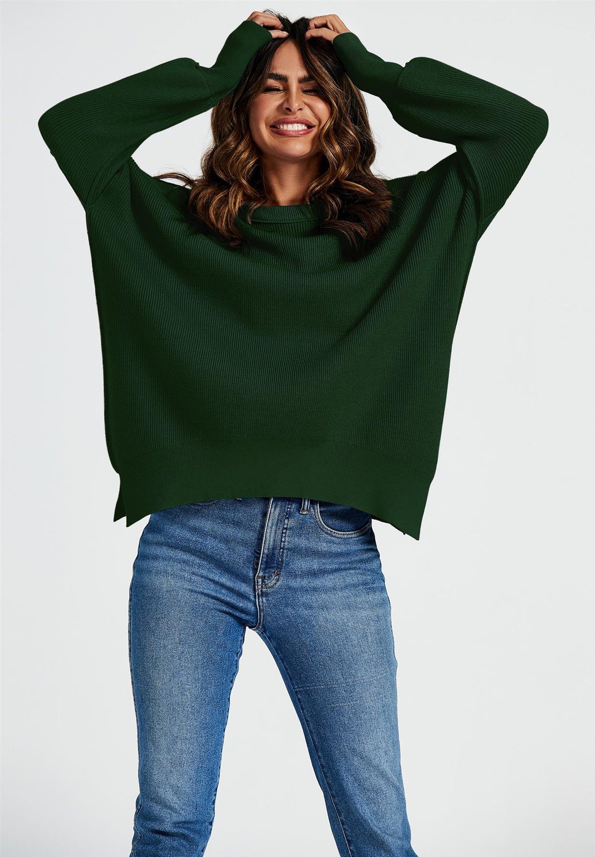 Oversized Jumper Top In Green