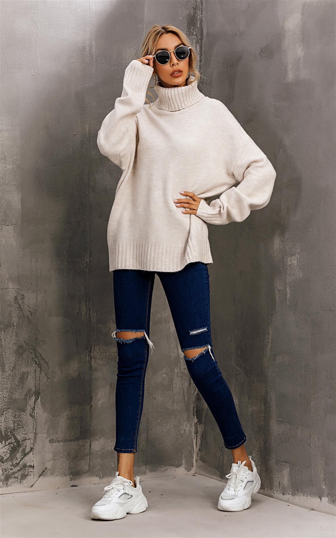 High-Neck Jumper — Cream