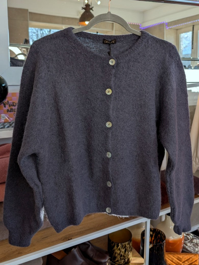Alpaca Wool Cardigan — Anthracite Grey