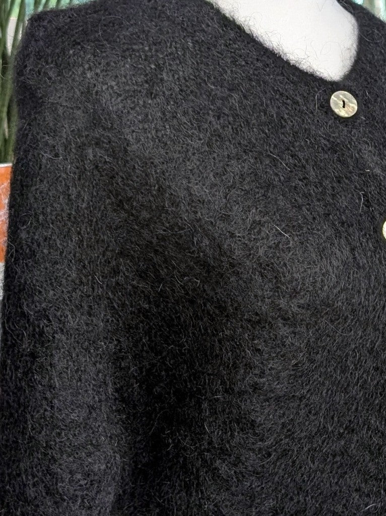 Soft Kid Mohair Cardigan — Black