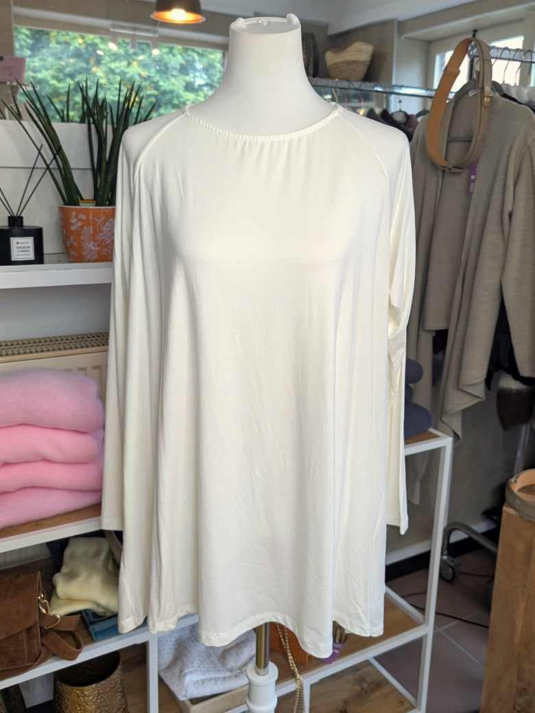Oversized Viscose Long-Sleeve Top — Cream