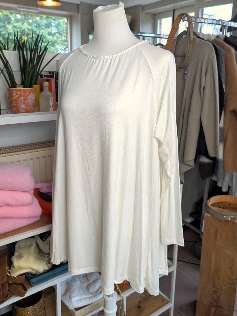 Oversized Viscose Long-Sleeve Top — Cream