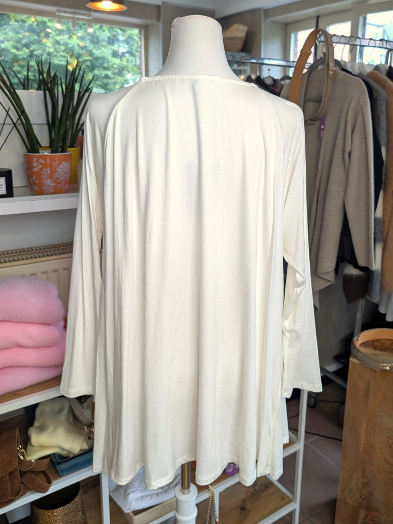 Oversized Viscose Long-Sleeve Top — Cream