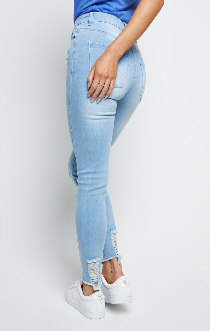 Distressed Skinny Jeans - Ice Blue