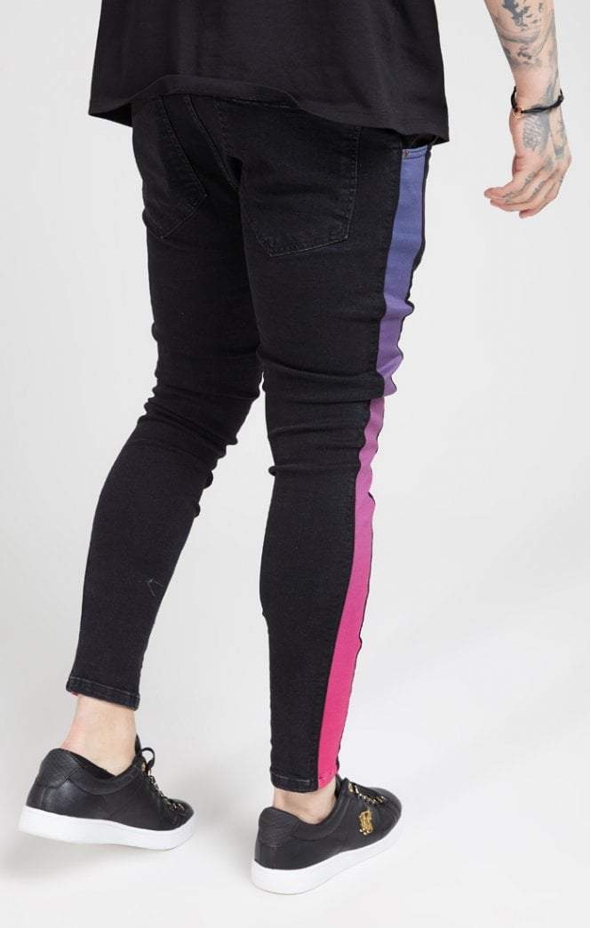 Burst Knee Low Rise Denims - Black