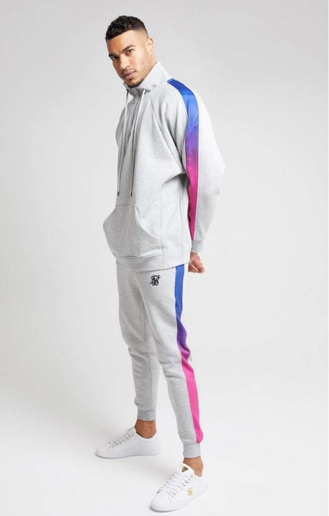 Overhead Zip Funnel Fade Panel Top – Grey Marl & Neon