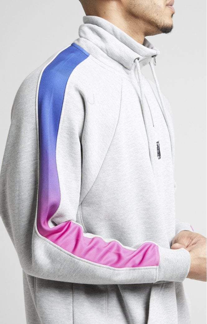 Overhead Zip Funnel Fade Panel Top – Grey Marl & Neon