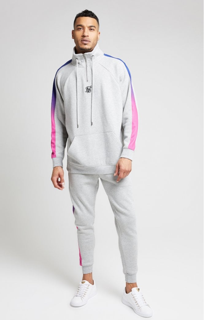 Overhead Zip Funnel Fade Panel Top – Grey Marl & Neon
