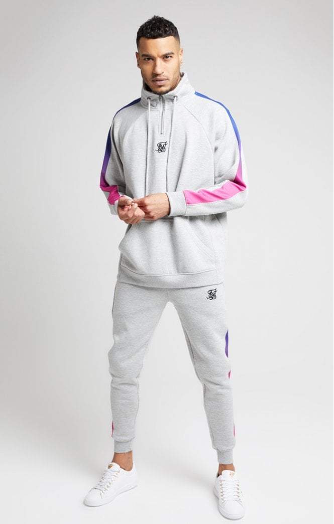 Overhead Zip Funnel Fade Panel Top – Grey Marl & Neon