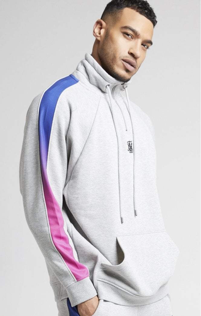 Overhead Zip Funnel Fade Panel Top – Grey Marl & Neon