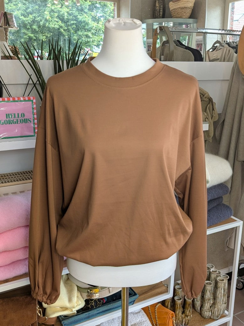 Cropped Viscose Sweatshirt — Bronze Gold
