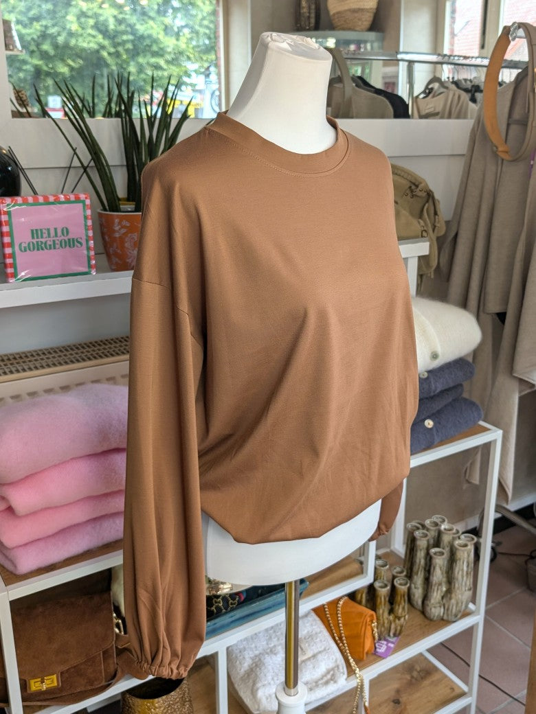 Cropped Viscose Sweatshirt — Bronze Gold