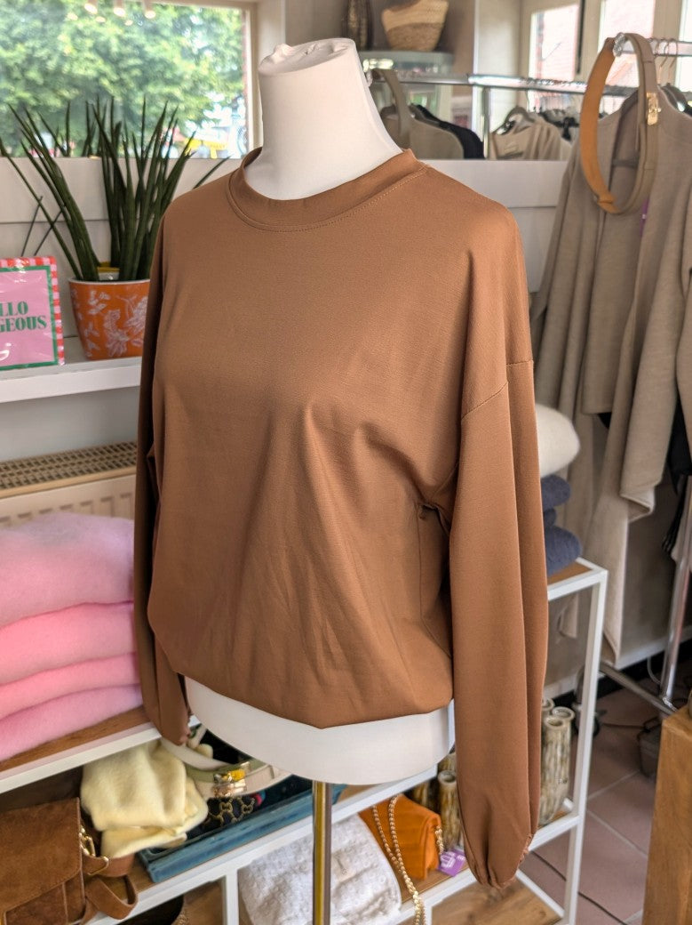 Cropped Viscose Sweatshirt — Bronze Gold