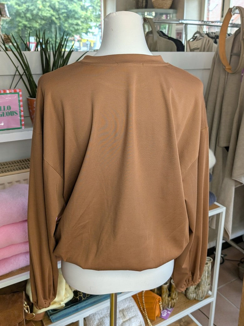 Cropped Viscose Sweatshirt — Bronze Gold