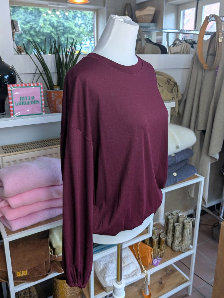 Cropped Viscose Sweatshirt — Burgundy