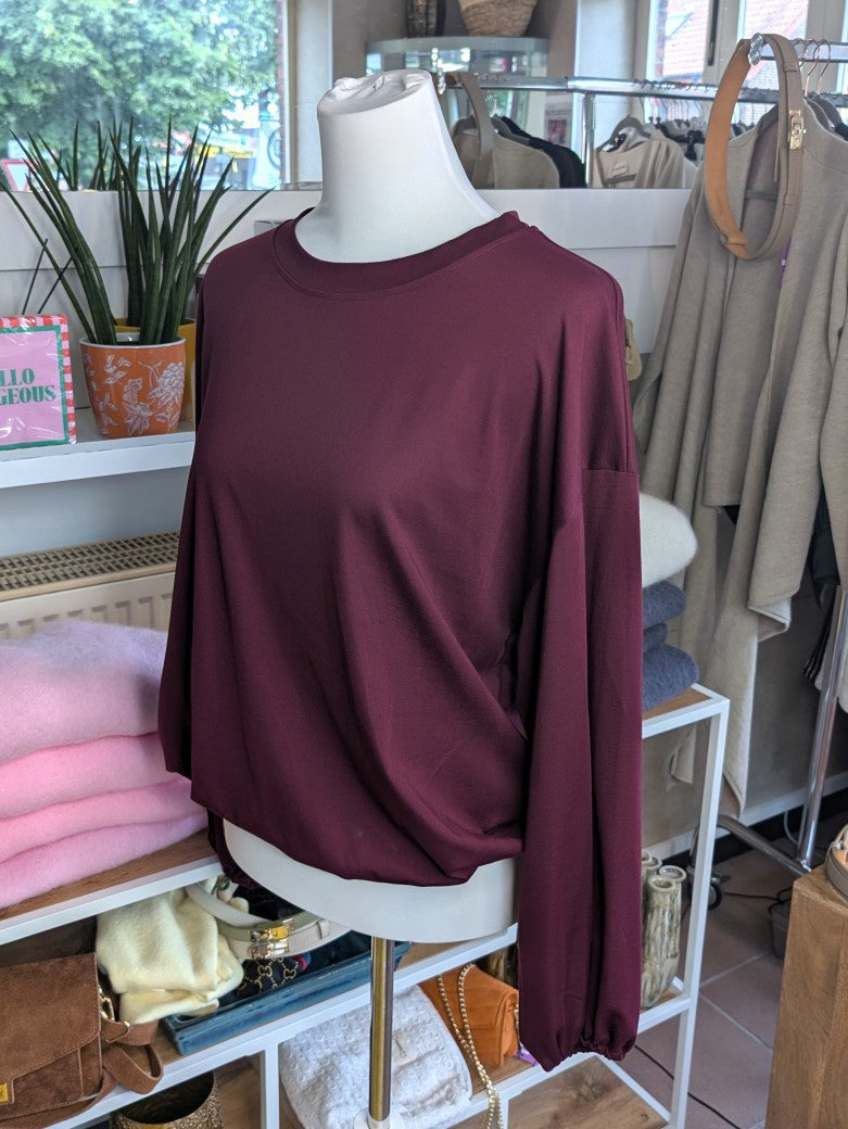 Cropped Viscose Sweatshirt — Burgundy