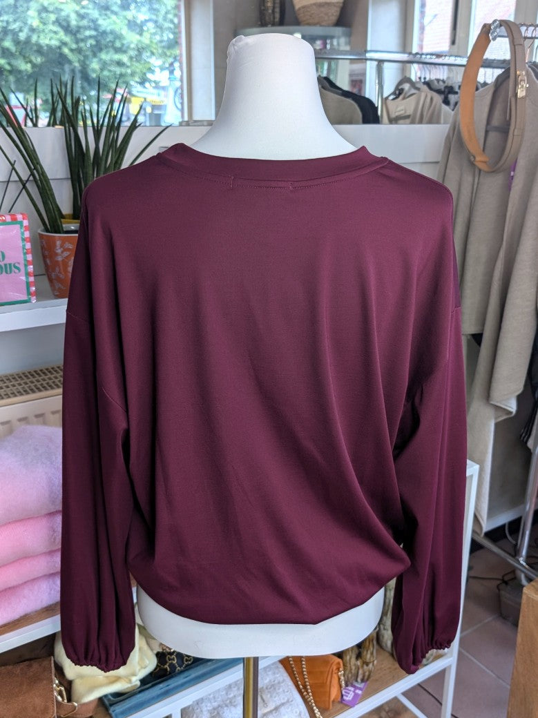 Cropped Viscose Sweatshirt — Burgundy