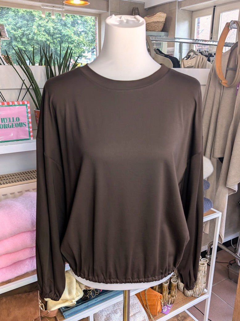Cropped Viscose Sweatshirt — Coffee Brown