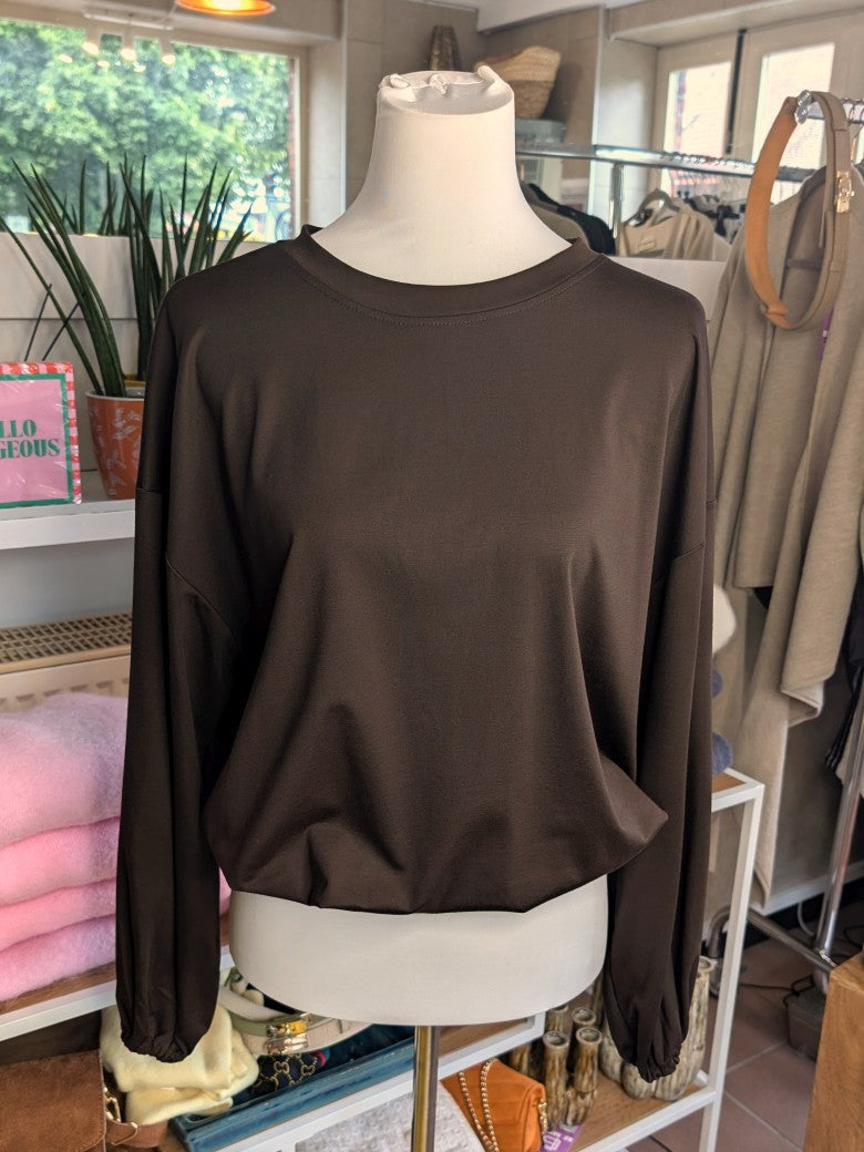 Cropped Viscose Sweatshirt — Coffee Brown