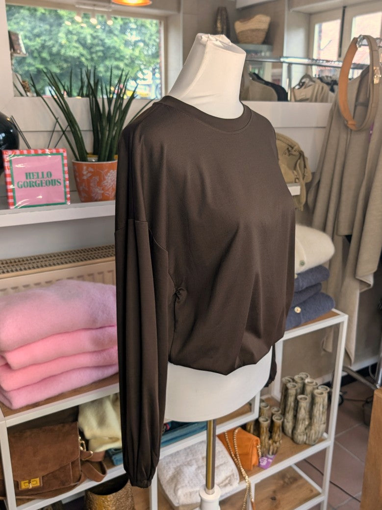 Cropped Viscose Sweatshirt — Coffee Brown