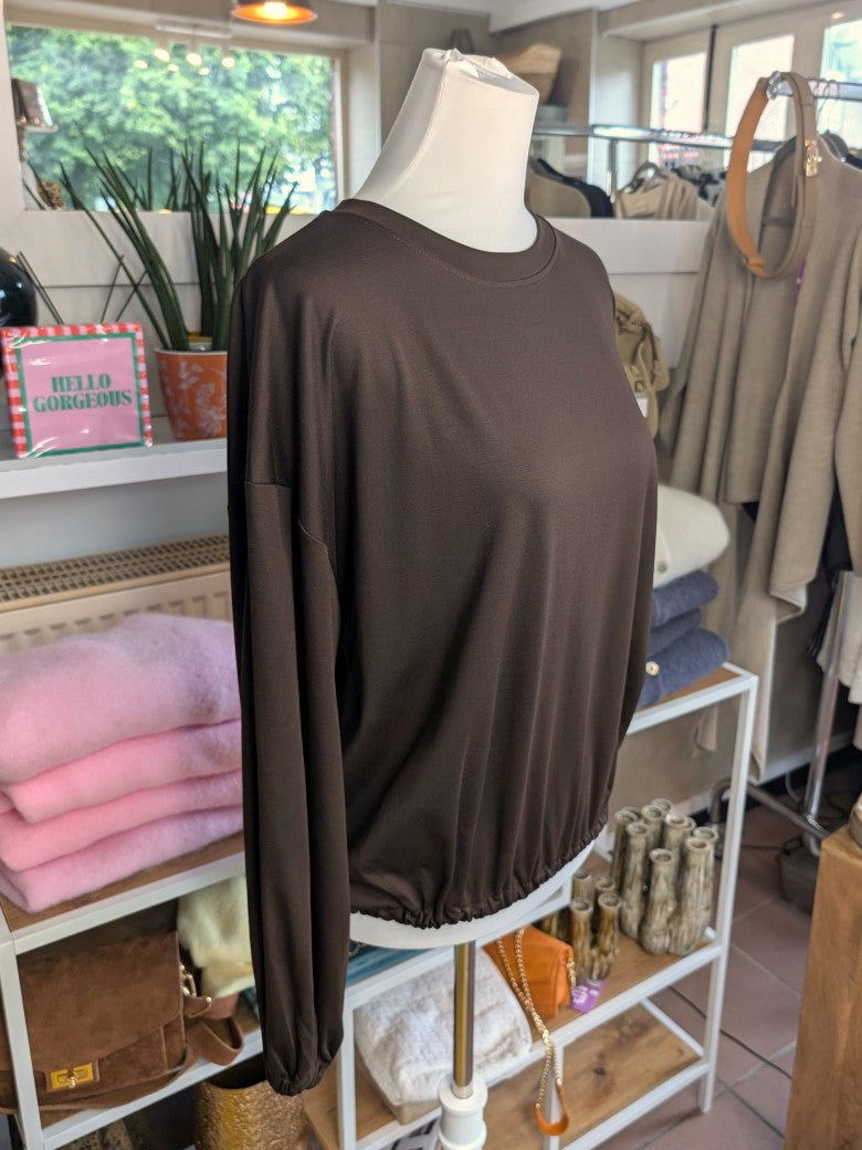 Cropped Viscose Sweatshirt — Coffee Brown