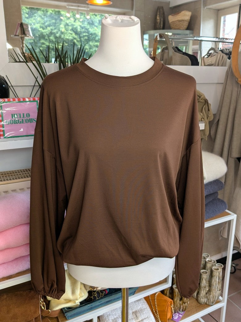 Cropped Viscose Sweatshirt — Copper Brown
