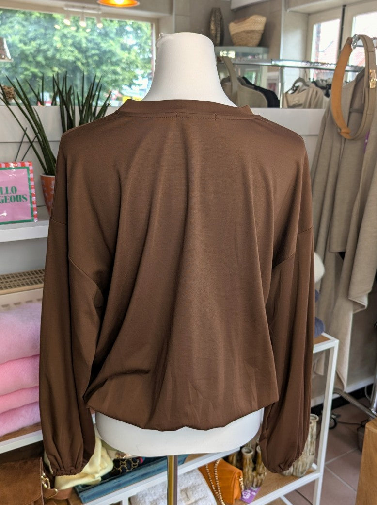 Cropped Viscose Sweatshirt — Copper Brown