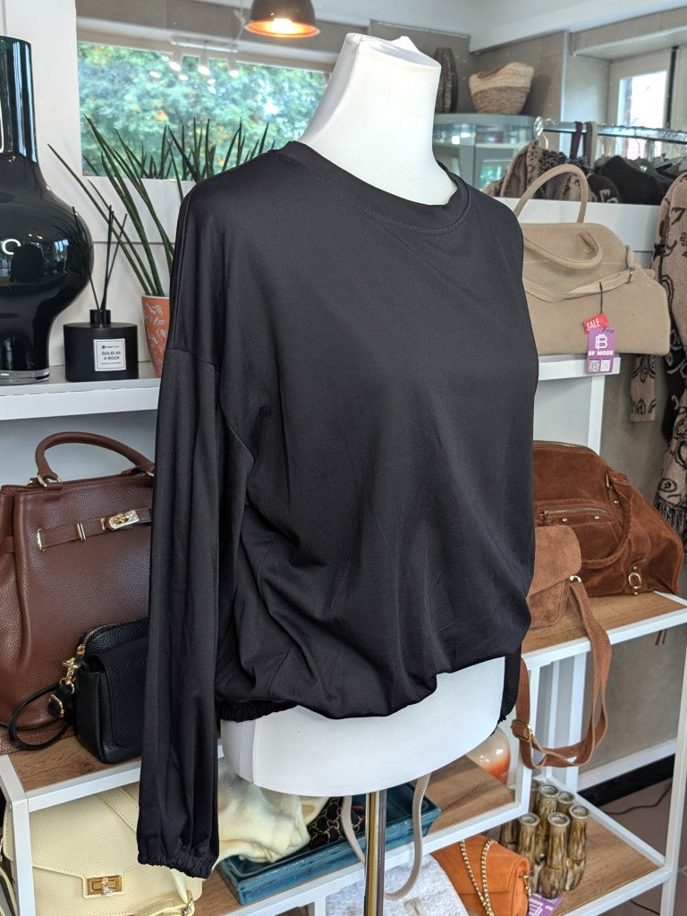 Cropped Viscose Sweatshirt — Black