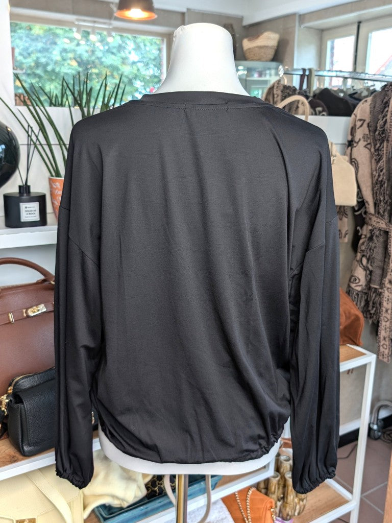 Cropped Viscose Sweatshirt — Black