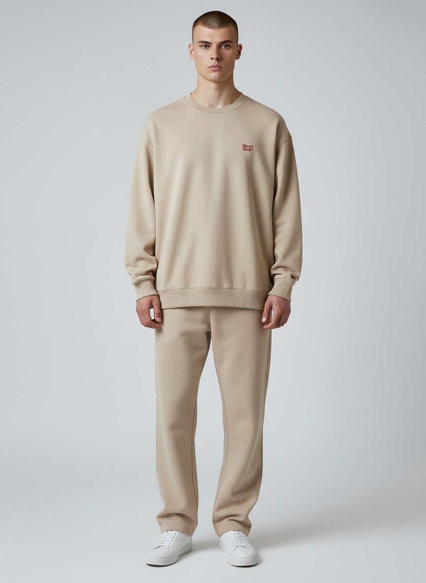 Power Oversize Sweatshirt 350 g/m² – Bio-Baumwolle, rote Stickerei