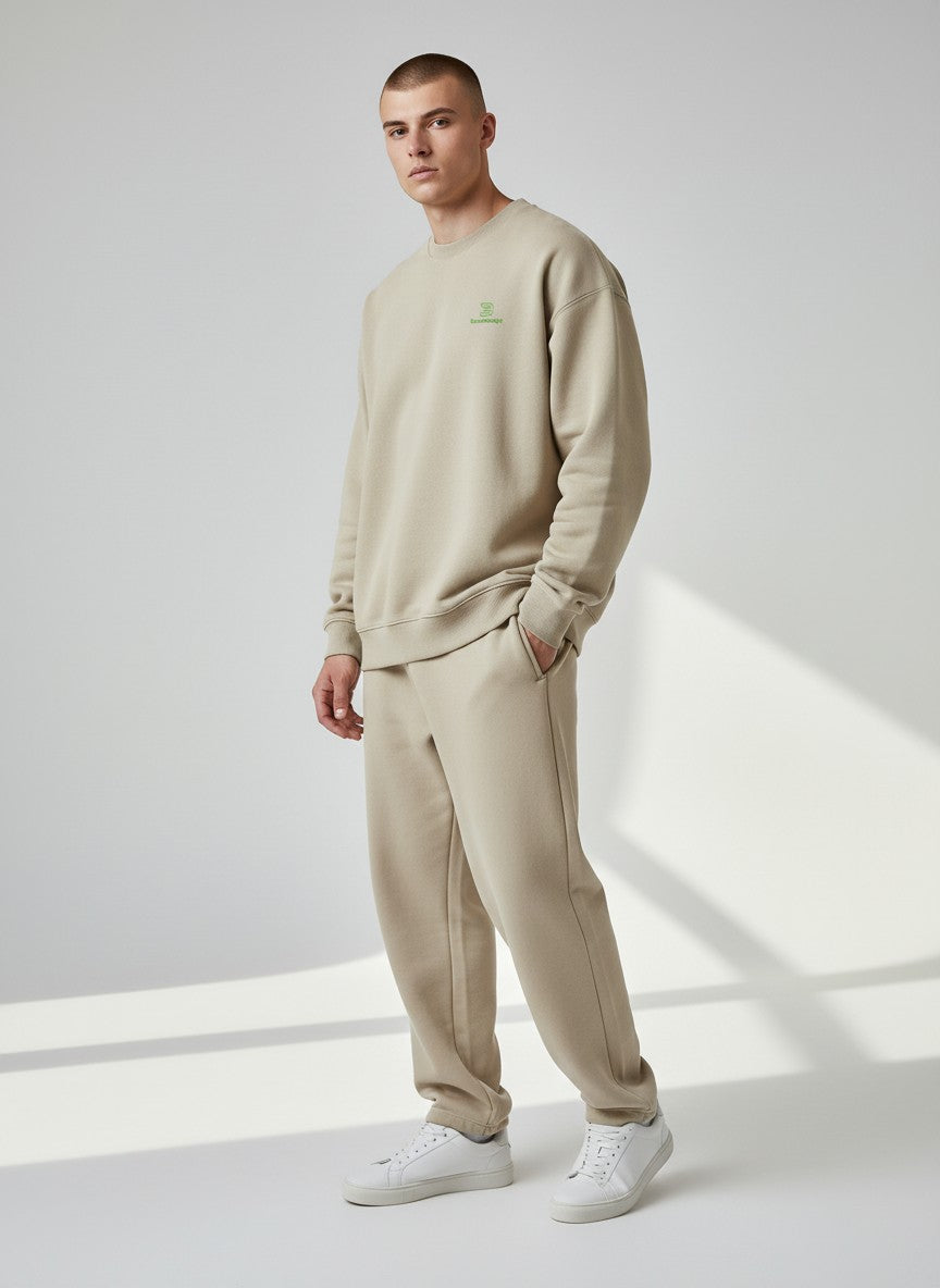 Core Oversize Sweatshirt 350 g/m² – Bio-Baumwolle, grüne Stickerei