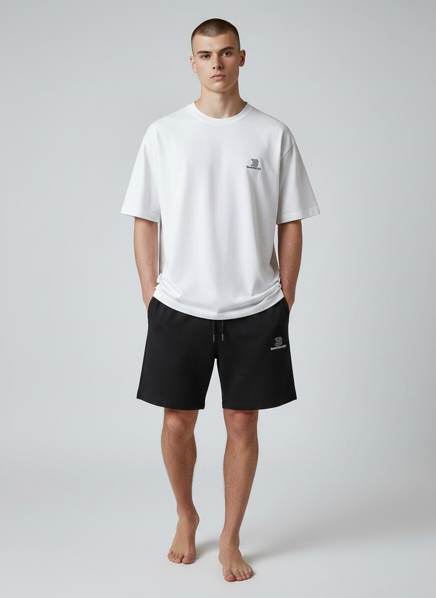 Identity Sweatshorts 300 g/m² – weiße Stickerei