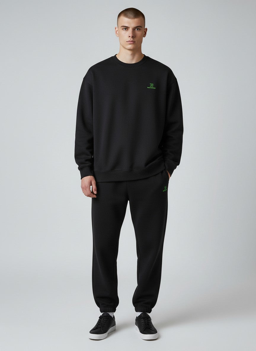 Core Oversize Sweatshirt 350 g/m² – Bio-Baumwolle, grüne Stickerei