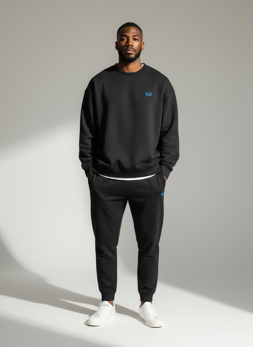 Motion Oversize Sweatshirt 350 g/m² – Bio-Baumwolle, blaue Stickerei