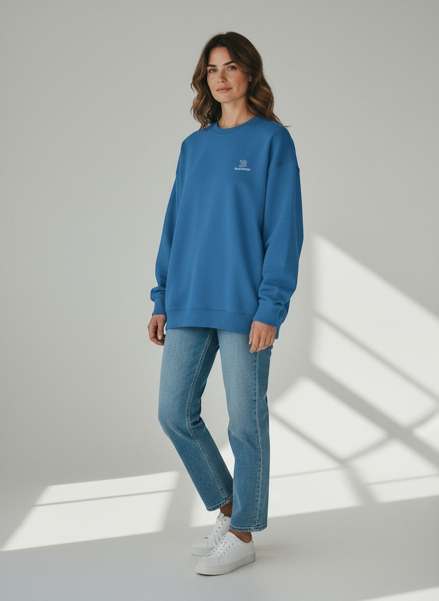 Identity Oversize Sweatshirt 350 g/m² – Bio-Baumwolle, weiße Stickerei