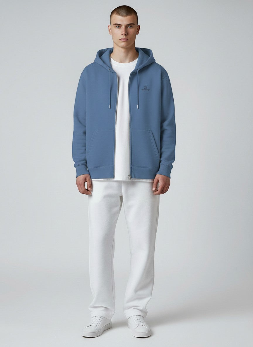 Standard Zip Hoodie 350 g/m² – Bio-Baumwolle, schwarze Stickerei