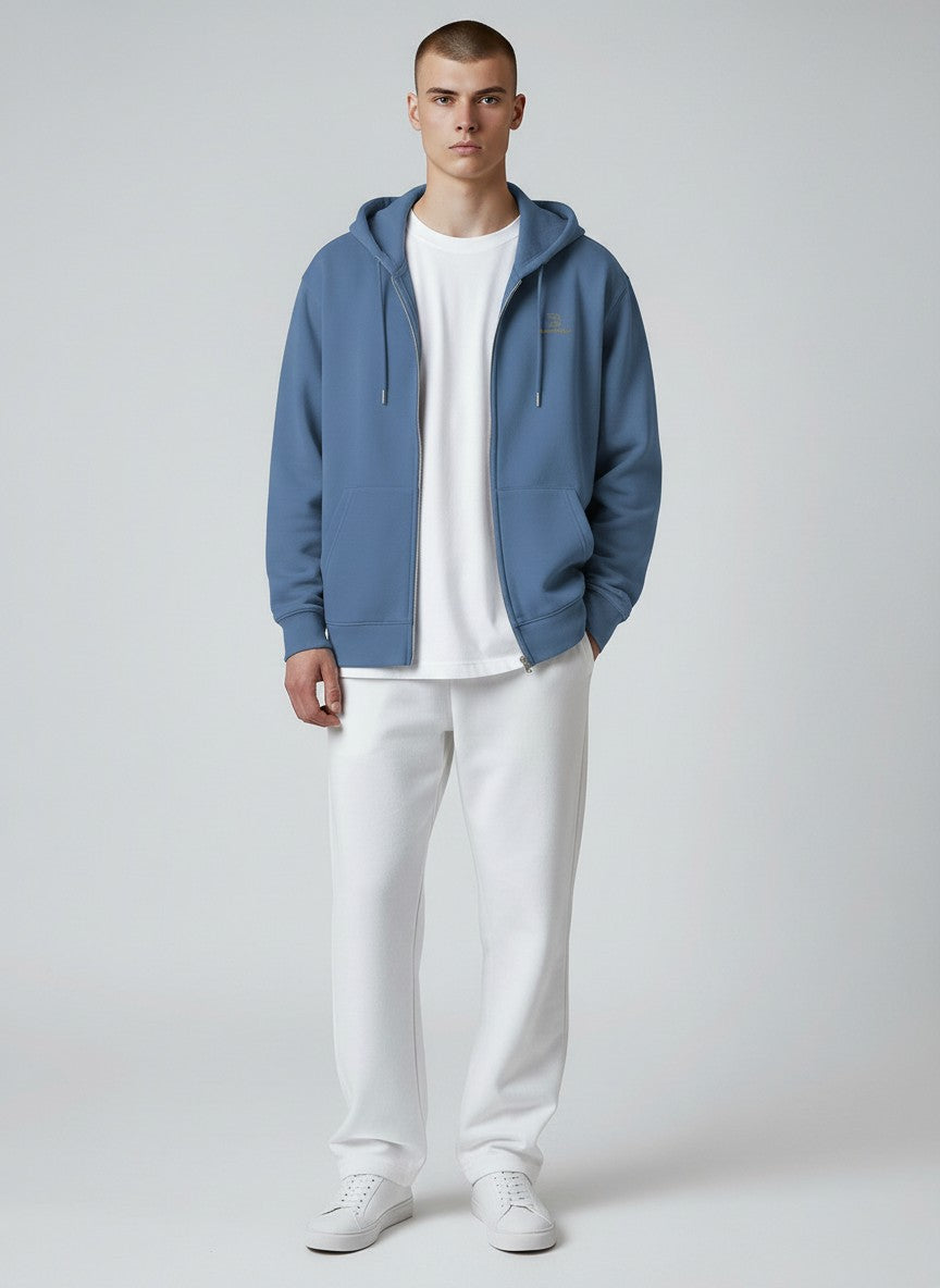 Silence Zip Hoodie 350 g/m² – Bio-Baumwolle, goldene Stickerei