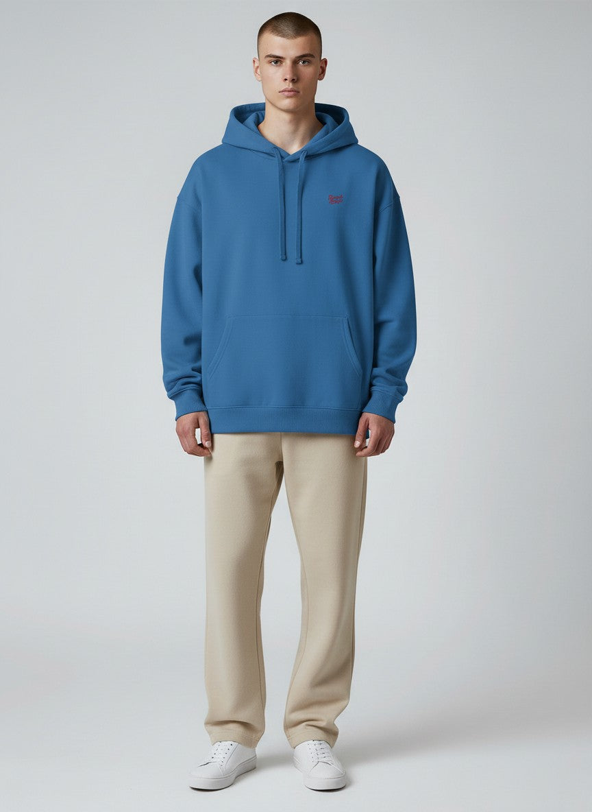 Power Oversize Hoodie 350 g/m² – Bio-Baumwolle, rote Stickerei