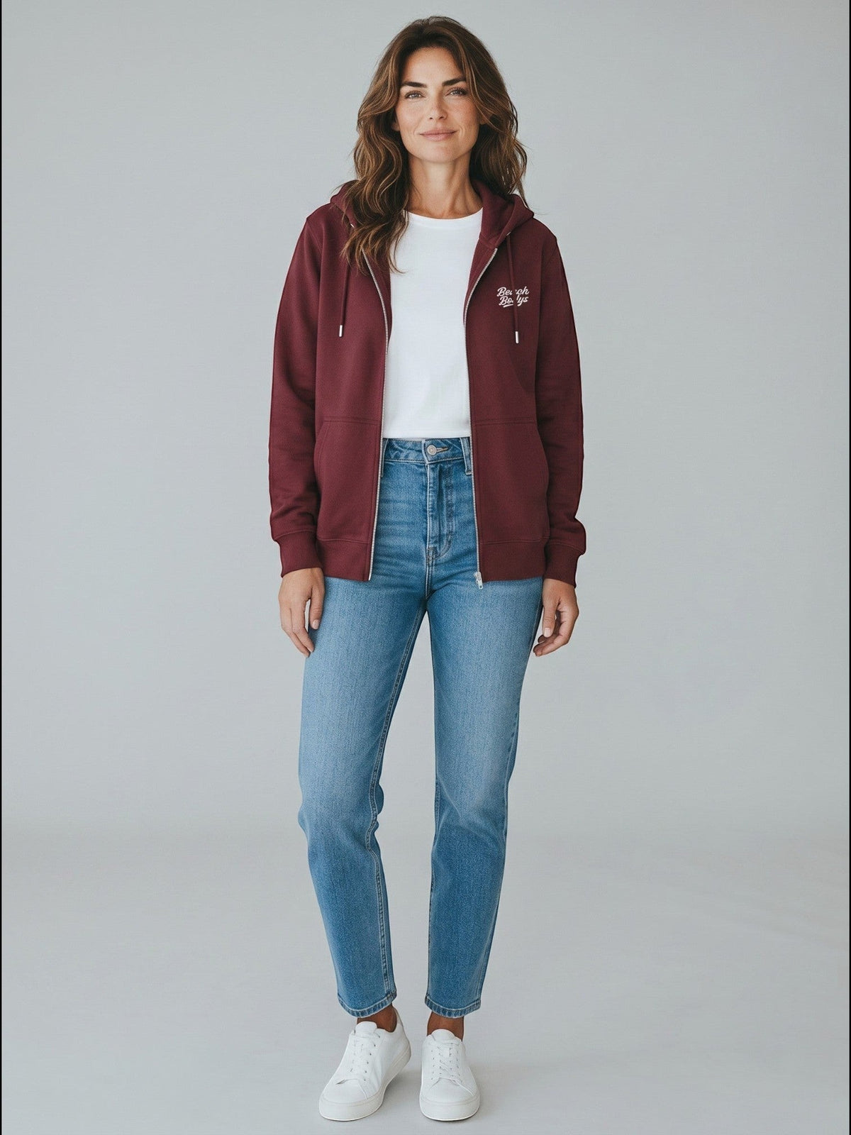 Signature Zip Hoodie 350 g/m² – Bio-Baumwolle, weiße Stickerei