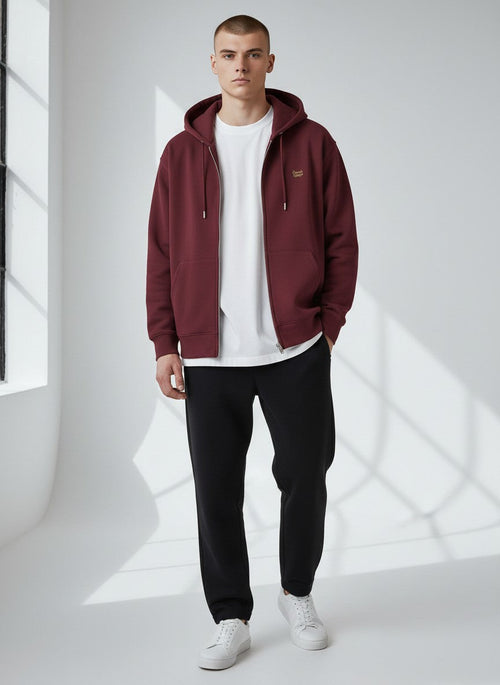 Authentic Zip Hoodie 350 g/m² – Bio-Baumwolle, goldene Stickerei