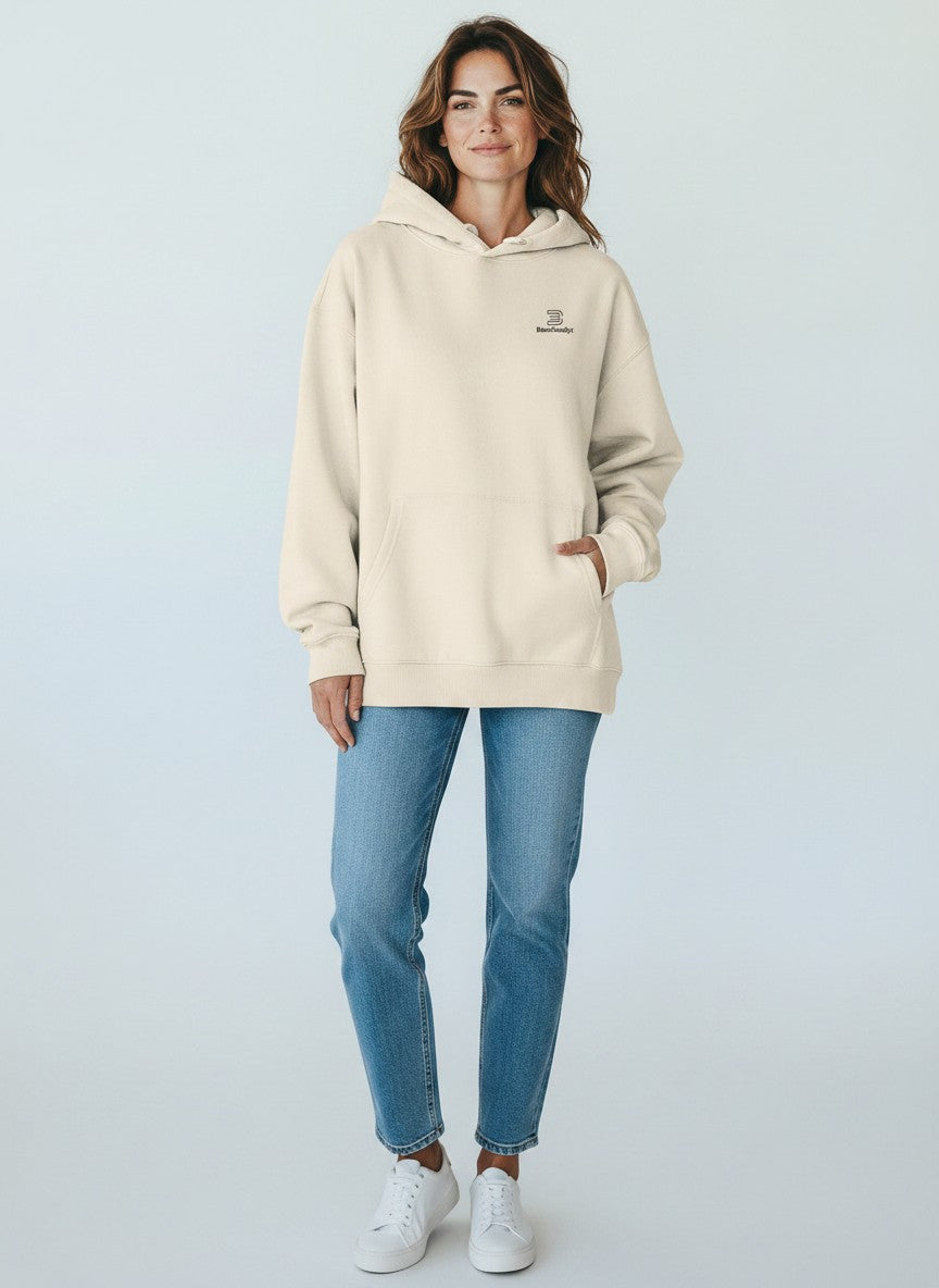 Standard Oversize Hoodie 350 g/m² – Bio-Baumwolle, schwarze Stickerei