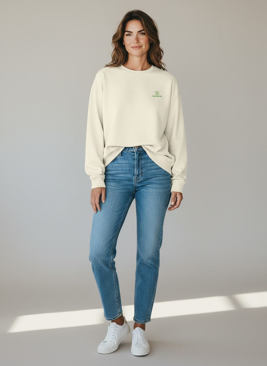 Core Oversize Sweatshirt 350 g/m² – Bio-Baumwolle, grüne Stickerei
