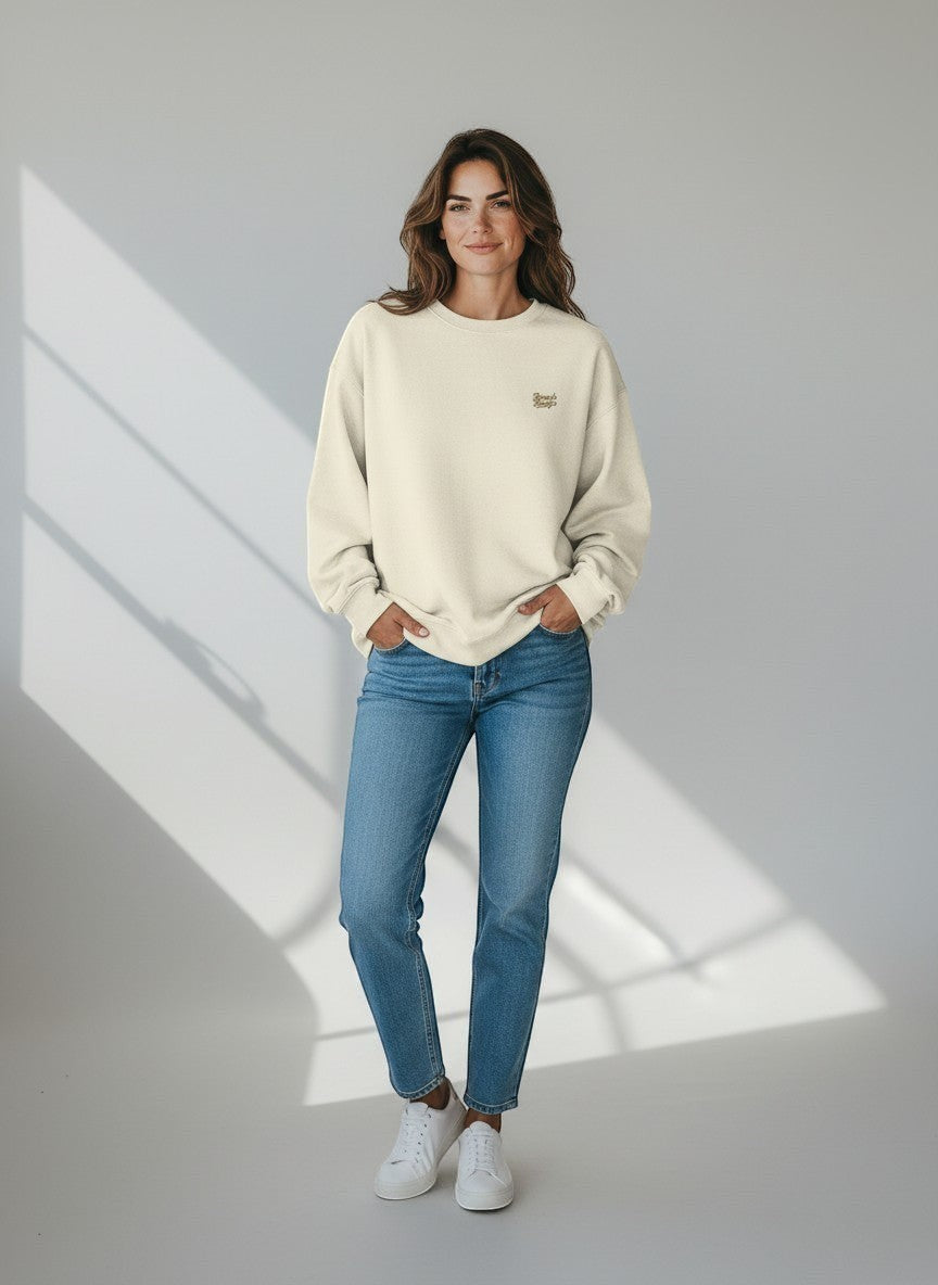 Authentic Oversize Sweatshirt 350 g/m² – Bio-Baumwolle, goldene Stickerei
