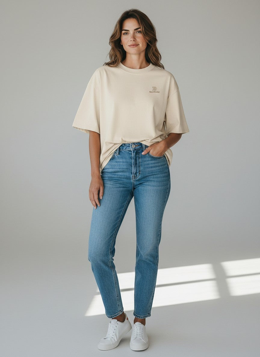 Silence Oversize T-Shirt 200 g/m² – Bio-Baumwolle, goldene Stickerei
