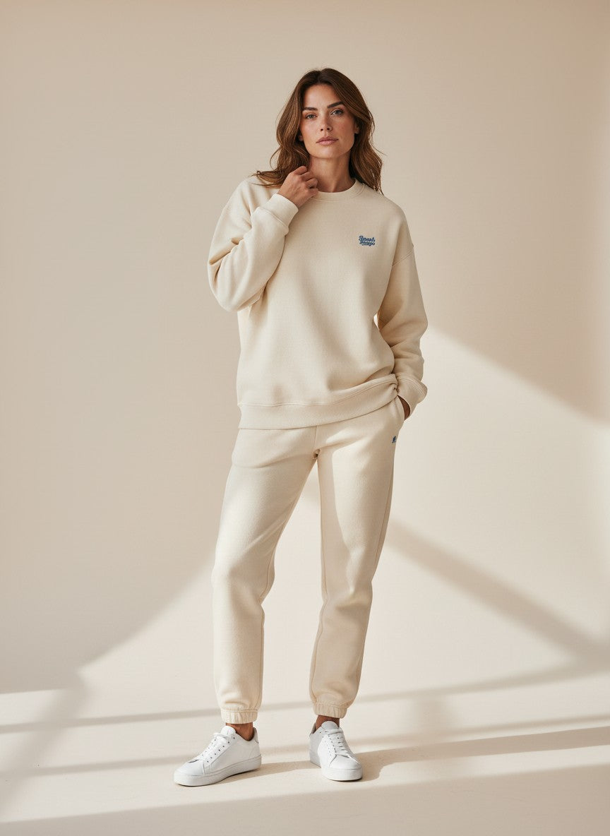 Motion Oversize Sweatshirt 350 g/m² – Bio-Baumwolle, blaue Stickerei